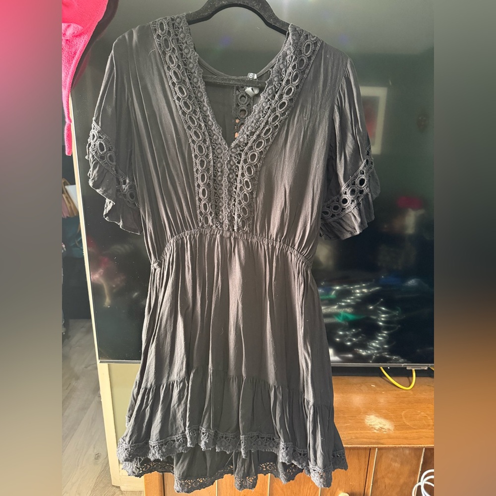 Boho chic black dress